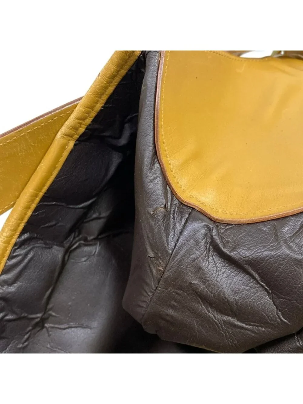 Gucci Shoulder Bag Dark Brown Beige Red Leather - Picture 14 of 15
